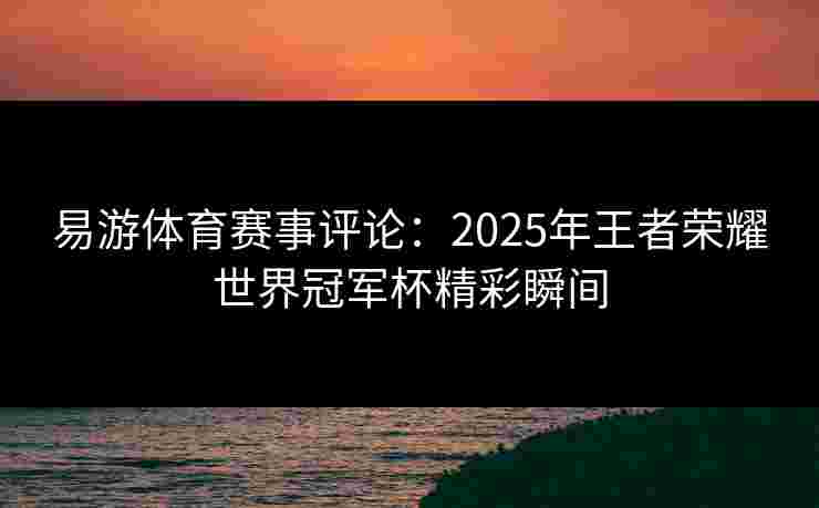易游体育赛事评论：2025年王者荣耀世界冠军杯精彩瞬间
